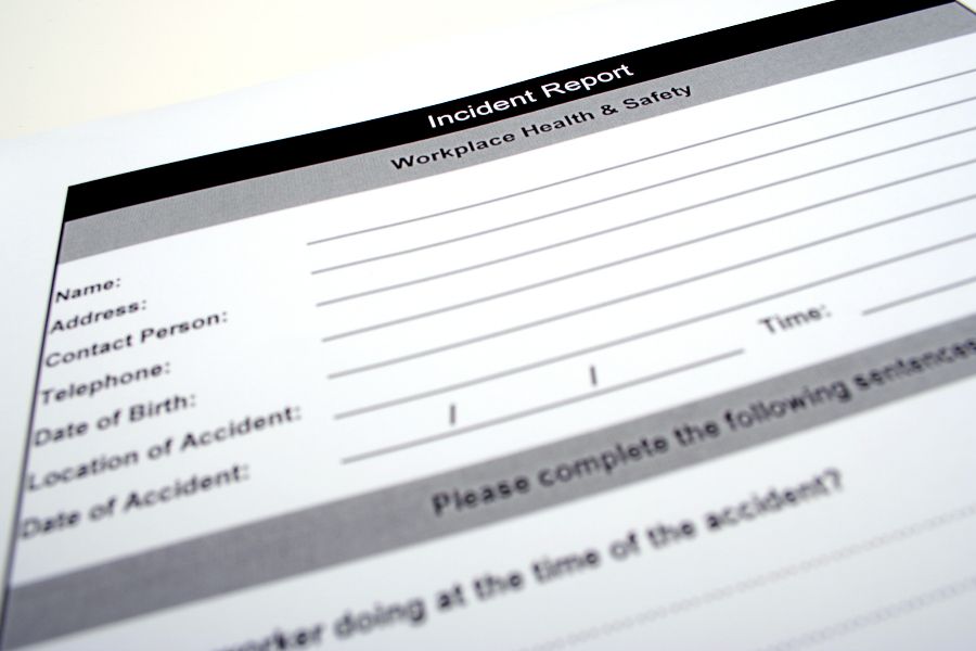 A screen showing an incident report form